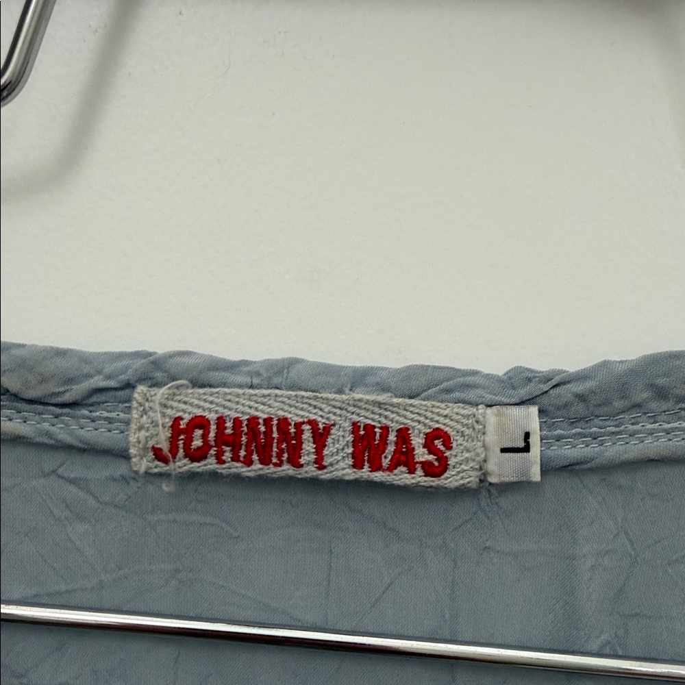 Johnny Was light Blue Tunic with Gold Embroidery. Size L - Picture 5 of 10